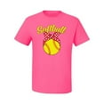 thumbnail image 2 of Wild Bobby, Cute Ribbon Bow Softball Mom Gift, Mother's Day, Men Graphic T-Shirt, Neon Pink, 5XL, 2 of 3