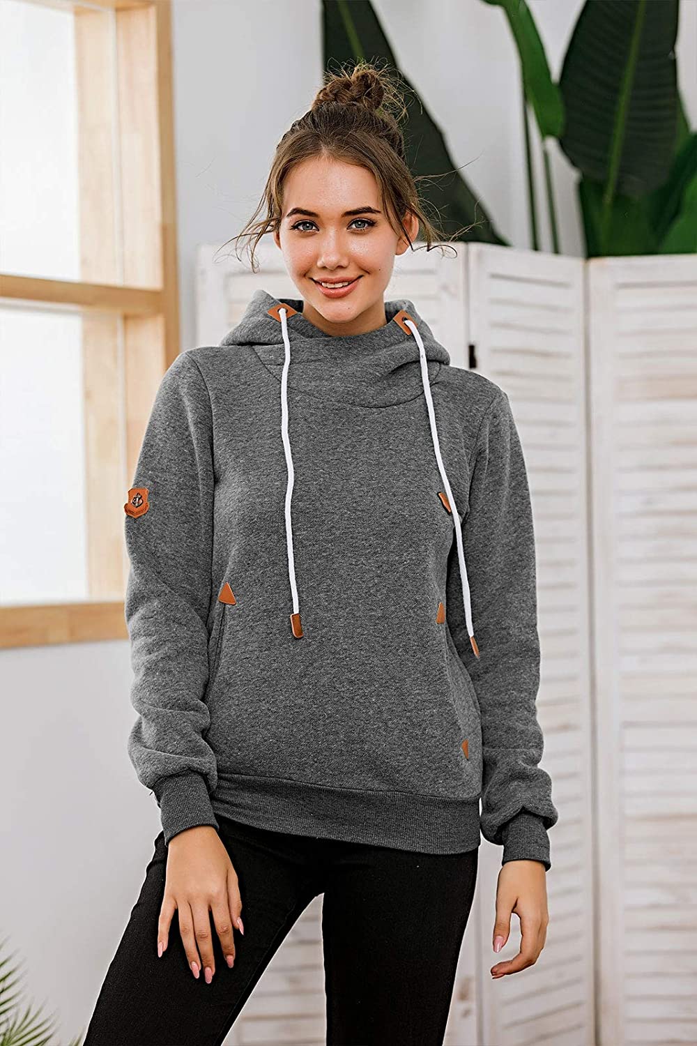 thick cowl neck hoodie