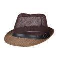 thumbnail image 2 of Mesh Sun Hat for Men Women Fedoras Cowboy Race Day Panama Jazz Hats Summer Beach Short Brimmed Mesh Straw Fedora, 2 of 7