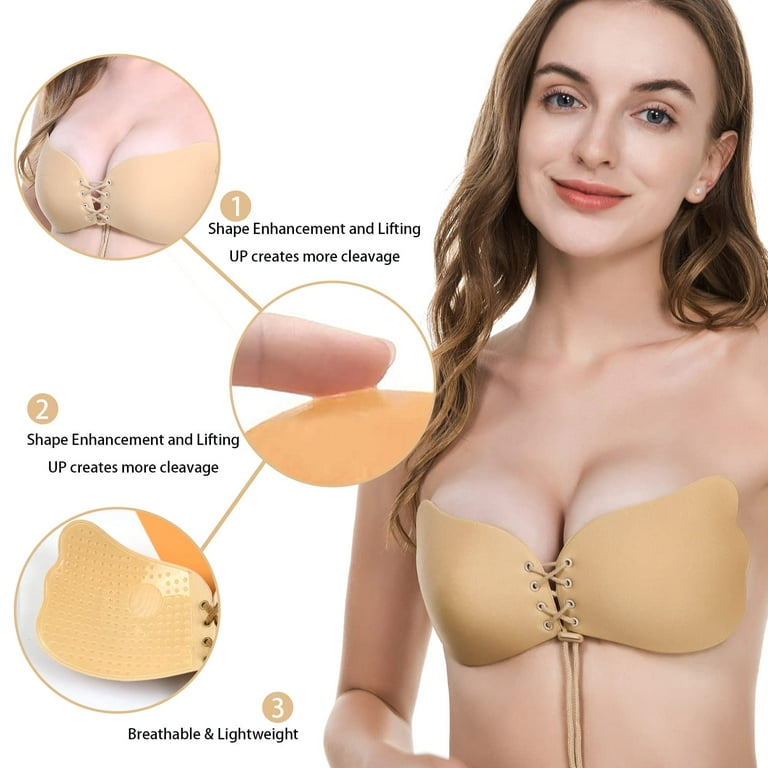 2 Pairs Super Sticky Bras Strapless Bra for Women, Reusable Self Adhesive  Backless Bra, Stick on Bra Push up for Large Breasts 