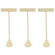 N'icePackaging 3 Qty Beige Linen 6.75" High Free-Standing Earring T-Stand Display w/ weighted base, T Shape Holder for Tradeshow, Home Business, Promotion, or just for Home