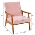 thumbnail image 3 of Modern Velvet Accent Chair, Teddy Velvet Single Indoor Lounge Chair, Comfty Sofa Armchair with Wood Legs and Backrest, for Living Room, Bedroom, Compact Space, Pink, 3 of 7