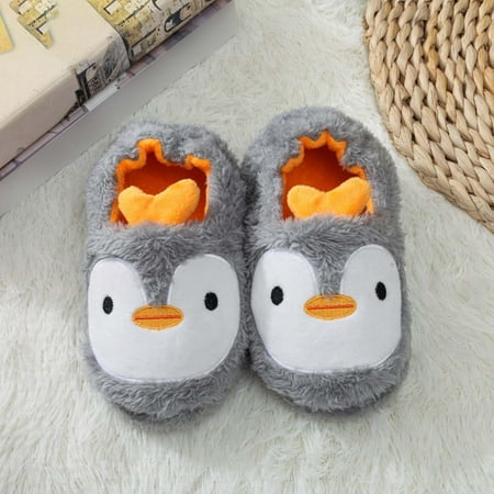 

Animal Plush Slippers AntiSlip Lovely Casual Comfortable Baby Warm Kids Penguin Slippers House Shoes for Bedroom Hotel Indoor Boys and Girls 17.5cm