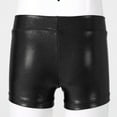 thumbnail image 3 of inlzdz Kids Girl Metallic Shorts Shiny Hot Pants Gymnastic Dance Shorts Cheer Booty Shorts Jazz Black 160, 3 of 7