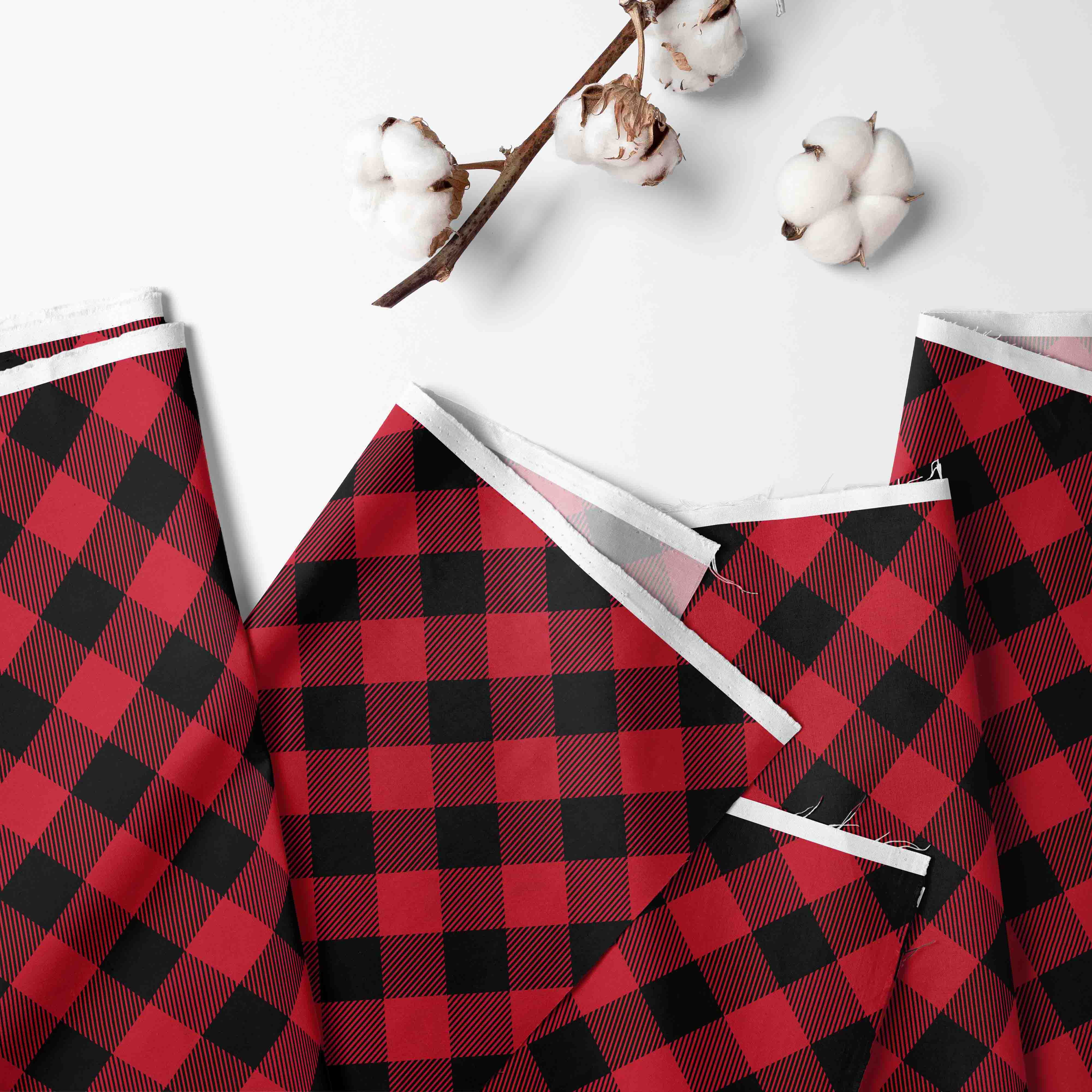 100 percent Cotton Crib or Toddler Tailored Bed Skirt with 13 inches drop, Lumberjack Red/Black/Grey