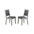 thumbnail image 5 of Silver Finish Wood Dining Chairs Set of 2pc, Cushion Seat Back Faux Leather Modern Traditional, 5 of 9