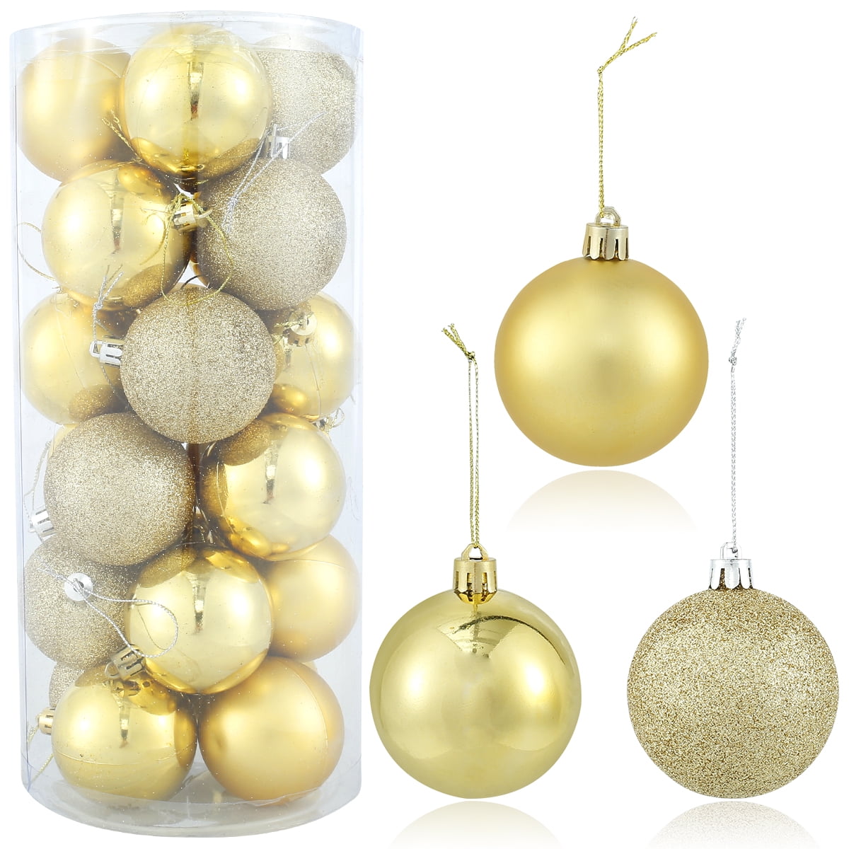 Christmas Ball Ornaments 3.9 Shatterproof Christmas Tree Decorations Set Large Champagne Christmas Ornaments Balls for Xmas Trees Wedding Party Home Decor 8 Pcs 4 Styles in 2 Sizes