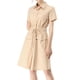 thumbnail image 2 of Vestido camisero de algodón con cuello abotonado y vestidos tipo safari para mujerBeige XL, 2 of 6