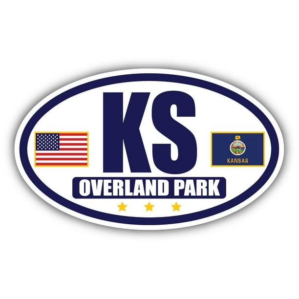 Flag of Kansas / American Flag Oval 3M Vinyl Bumper Sticker Decal
