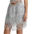thumbnail image 6 of Elainilye Fashion Sparkly Skirts Sexy Hip Sequined Tassel Waist Scarf Adult Belly Dance Dress Waist Chain Skirt,Silver, 6 of 6