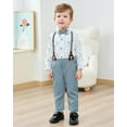 thumbnail image 7 of Toddler Baby Boy Suit Clothes Gentleman Wedding Outfits Long Sleeve Dress Shirt + Suspender Pants + Bowtie 1-5T, 7 of 7