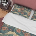 thumbnail image 2 of Juego de cama retro floral ondulado, funda nórdica verde, funda nórdica nostalgia años 70,, 2 of 6
