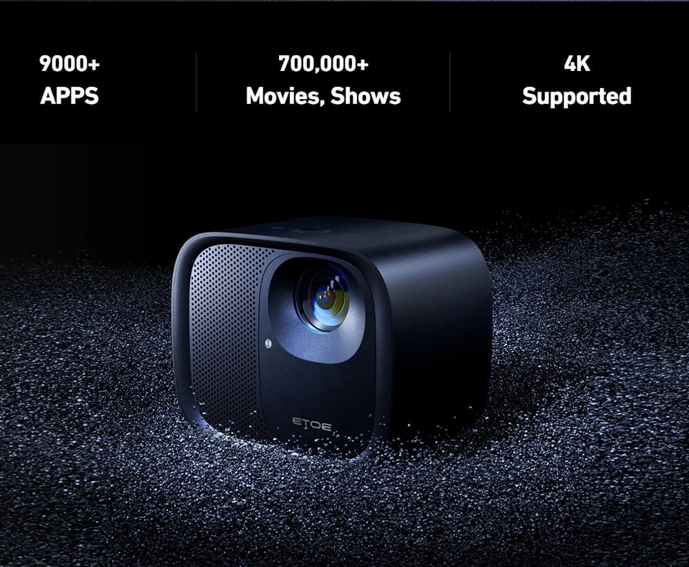 4K Projector with Built-in Android TV, 600 ANSI Lumens, Auto Focus, Dual-Band Wi-Fi & Fully Sealed Optical Engine – Outdoor & Home Use ETOE E3 PRO