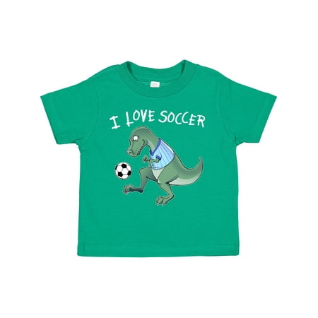 

Inktastic I Love Soccer-Dinosaur in Blue Gift Toddler Boy or Toddler Girl T-Shirt