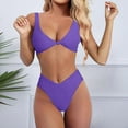 thumbnail image 2 of EHRWE Bikinis for Women 2024 Bikini Set For Solid V Neck Knot Front Push Up High Leg Thong Two Piece Swimsuit Purple, Sizes S-2XL, 2 of 5