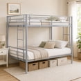 thumbnail image 2 of PARPOOS Bunk Bed Twin over Twin, Metal Twin Bunk Beds for Teens with 2 Ladders & Full Length Guardrails,  Can Be Divided into 2 Twin Beds, Silver, 2 of 8