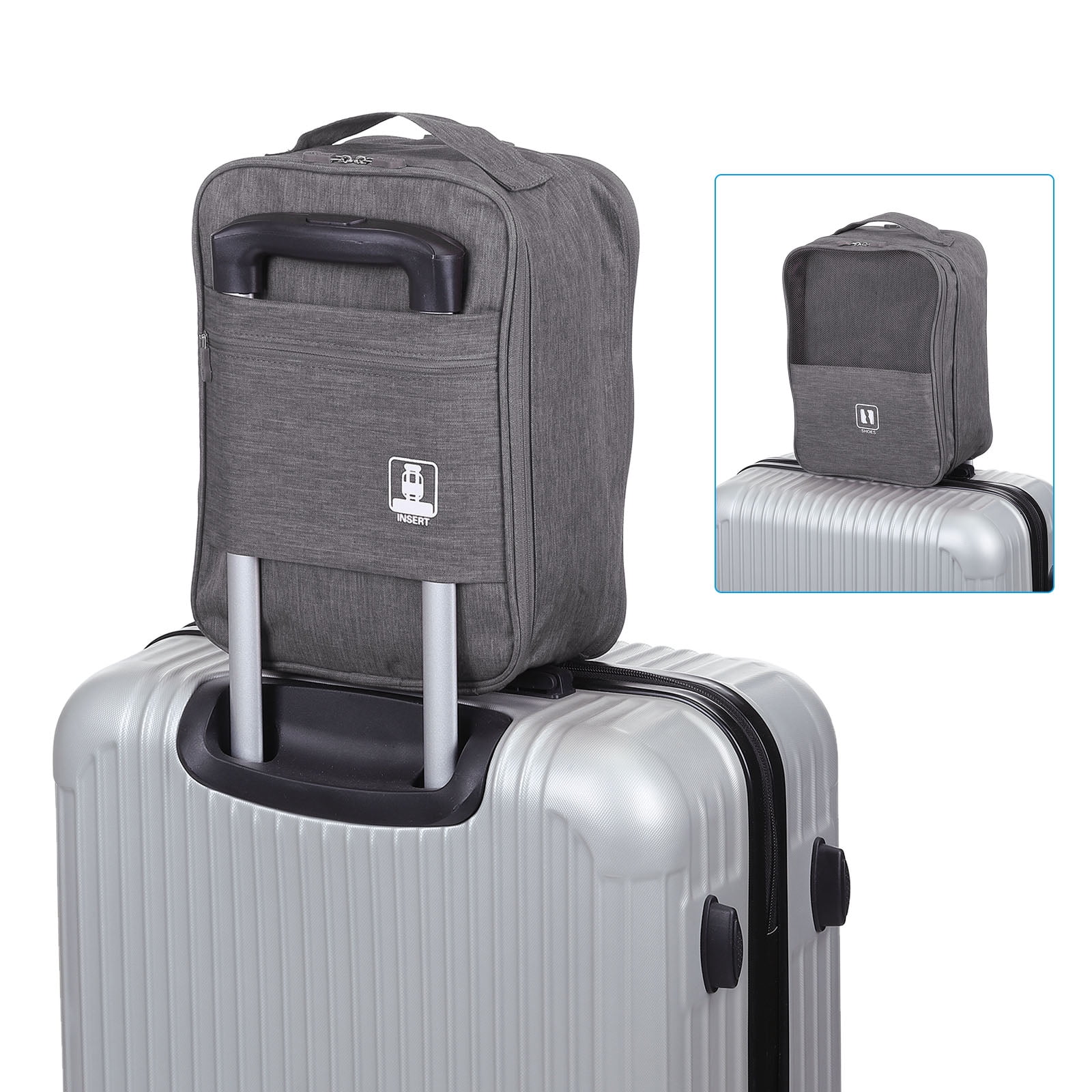 Uxcell Shoe Bags for Travel, Holds 3 Pairs of Shoes, Travel Accessories for Packing, Gray 2 Pack