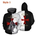 thumbnail image 2 of Sudadera con capucha de caballero templario para hombre, sudadera con estampado 3D para hombre y mujer, sudaderas con capucha informales, jersey de hip hop, camisetas de calle Harajuku, 2 of 5