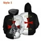 thumbnail image 2 of Sudadera con capucha de caballero templario para hombre, sudadera con estampado 3D para hombre y mujer, sudaderas con capucha informales, jersey de hip hop, camisetas de calle Harajuku, 2 of 5