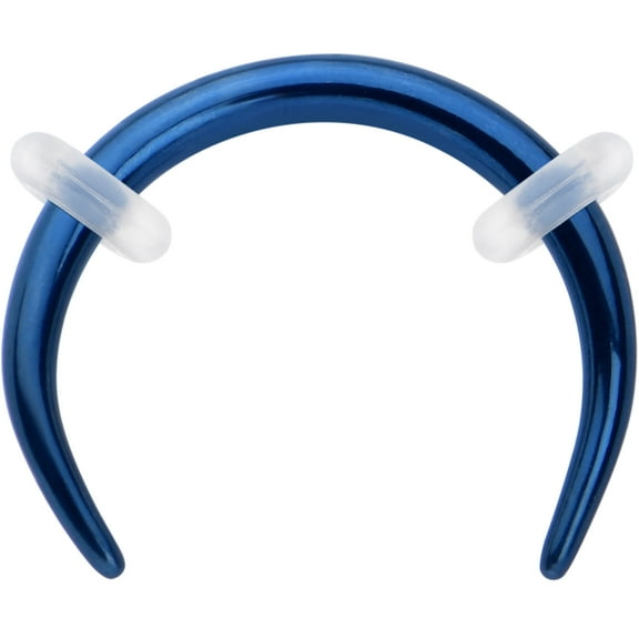 Body Candy Unisex 316L Stainless Steel Blue 16G Ear Gauges Crescent Taper Pincher Curved Taper Septum Ring 8mm