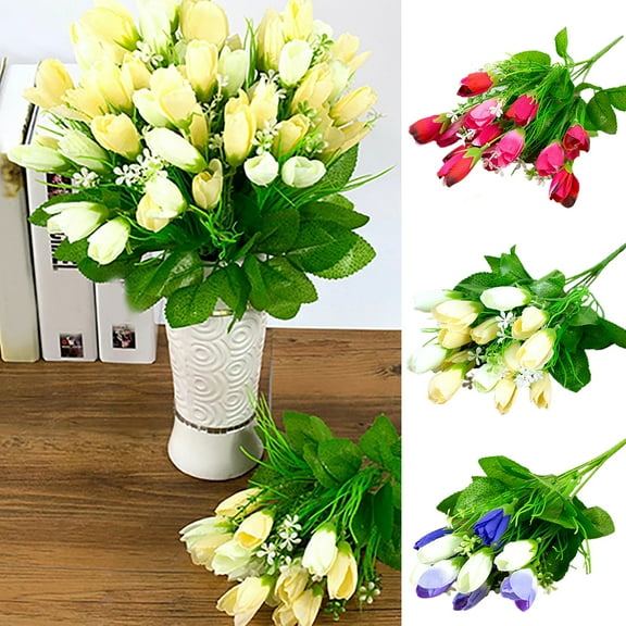 LINASHI 1 Bouquet 15 Heads Artificial Silk Tulip Fake Flowers Bouquet Bunch Party Home Decor