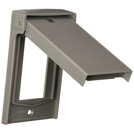 Self Closing Drum Cover - 4998-GY 1-Gang Decora Wallplate Cover, Weather-Resistant, Thermoplastic, Device Mount, Vertical Self Closing Lid, Gray, Impact-resistant.., By Leviton