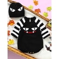 thumbnail image 5 of Wassery Baby Girls Boys Sweater Rompers 3 6 9 12 18 Months Infant 2Pcs Halloween Outfits Long Sleeve Cat Face Print Jumpsuit with Beanie Hat Set Newborn Clothes, 5 of 8
