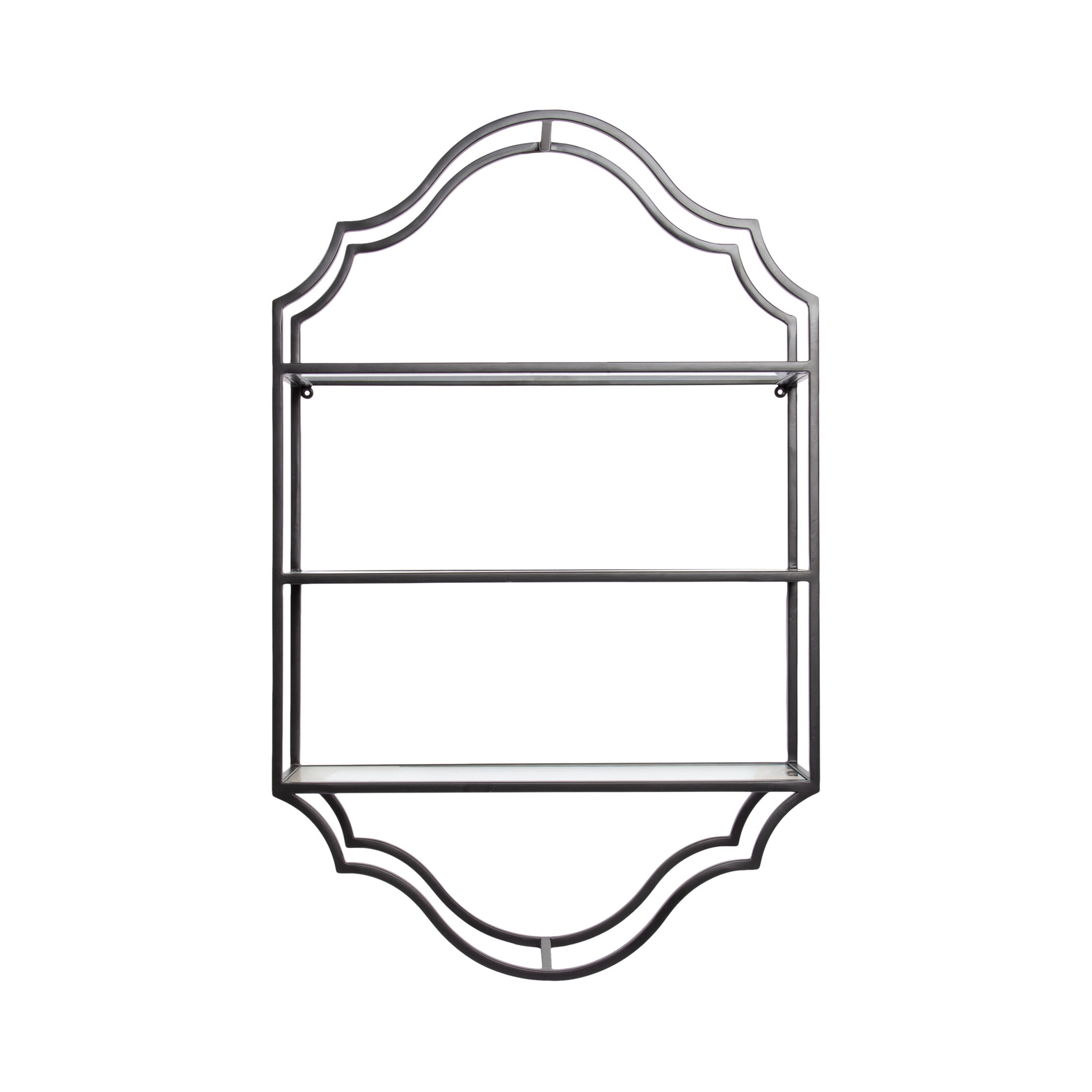 Kate and Laurel Leanna Glam Scalloped Three-Tiered Wall Shelf, 20 x 6 x 32, Black, Decorative Floating Shelf Storage and Wall Organizer for Bathroom Over Toilet Storage or Display