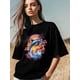 thumbnail image 3 of Womens T-Shirts Sunset Sea Dolphins T-Shirt Crewneck Short Sleeve Summer Tops Casual Loose Tees Coconut Trees Flower, 3 of 8