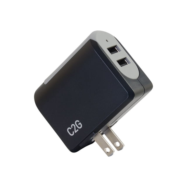 C2G 2-Port USB Wall Charger - AC Power Adapter - Power adapter - 4.8 A - 2 output connectors (USB) - black
