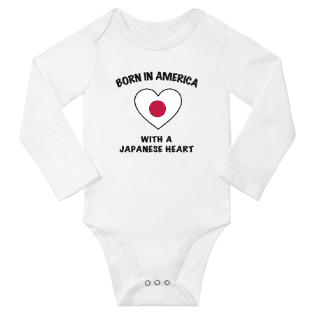 

Born in America With a Japanese Heart Baby Long Sleeve Romper (White 12 Months)