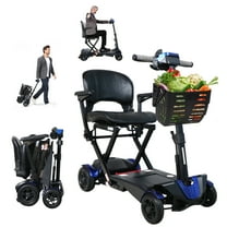 SOLAX Remote Control Foldable Electric Mobility Scooter with Suspension for Senior, Lightweight 4 Wheels Electric Powered Scooter for Travel Shopping