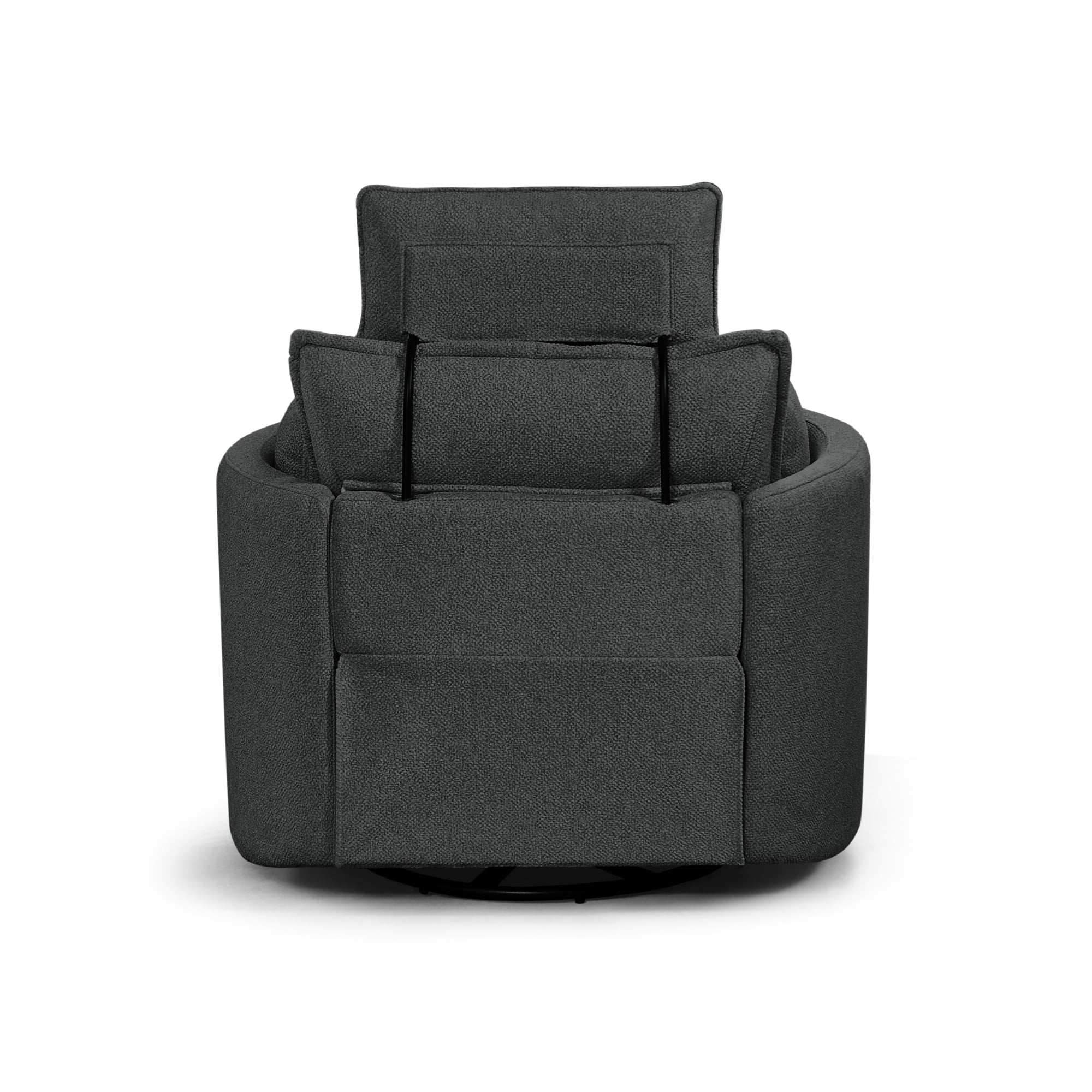 Cozy Soft Light Grey Swivel Power Recliner with Adjustable Headrest and Footrest