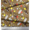 thumbnail image 3 of Soimoi Brown Cotton Voile Fabric Dot & Soft Drinks Summer Designs Print Fabric by the Yard 42 Inch Wide, 3 of 3