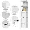 thumbnail image 3 of OWNEN Bathroom Tall Cabinet, Slim Storage Cabinet, Narrow Freestanding Floor Cabinet with 3 Drawers & 2 Shelves, Linen Tower for Small Space, 12" D x 12" W x 56" H, White,56"H, 3 of 9