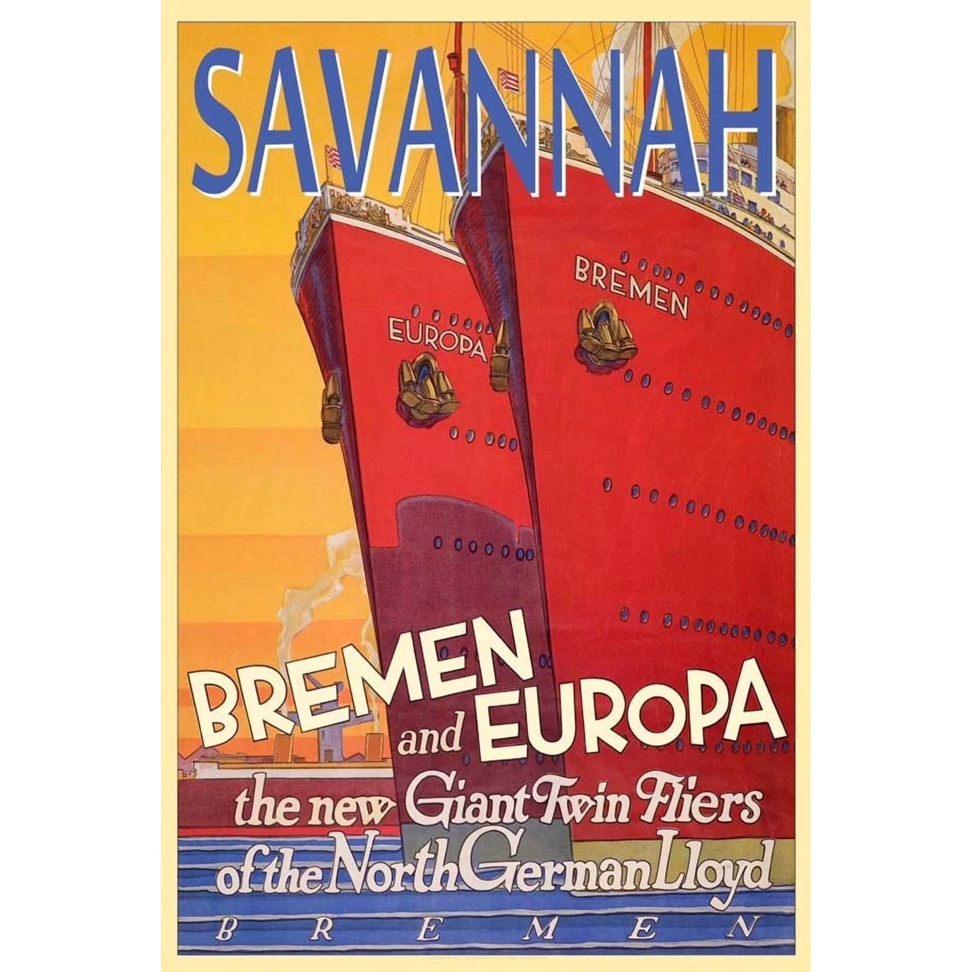 Savannah North German Lloyd Bremen Europa Ocean Liner Ship Travel Art Office Variant 2 Poster , Poster Print Only