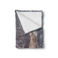 thumbnail image 2 of Christmas Soft Flannel Fleece Blanket, Candle Winter Holiday Themed Arrangement with Snow and Fir Tree Leaves Print, Cozy Plush for Indoor and Outdoor Use, 60" x 80", Khaki and Grey, by Ambesonne, 2 of 5