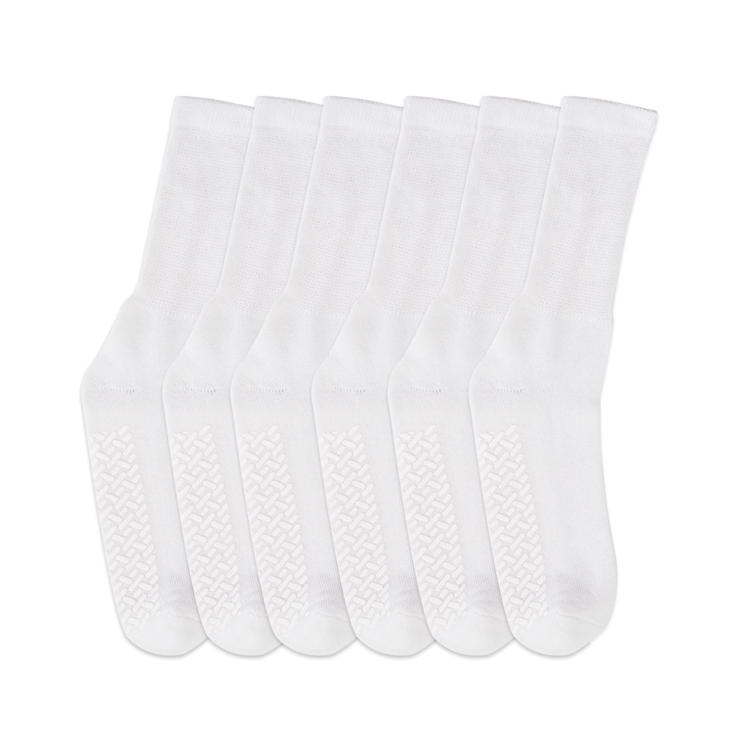 Diabetic Socks Unisex- Non Skid Hospital Loose Fitting Slipper Socks With Gripper Bottoms - 3 Pack Savings - Gripper socks (White, 9-11)