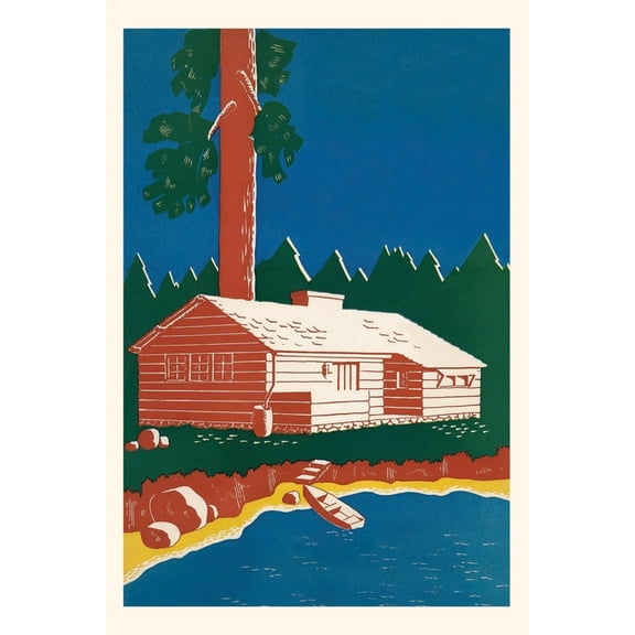 Pocket Sized - Found Image Press Journals: Vintage Journal Cabin by Lake (Paperback)