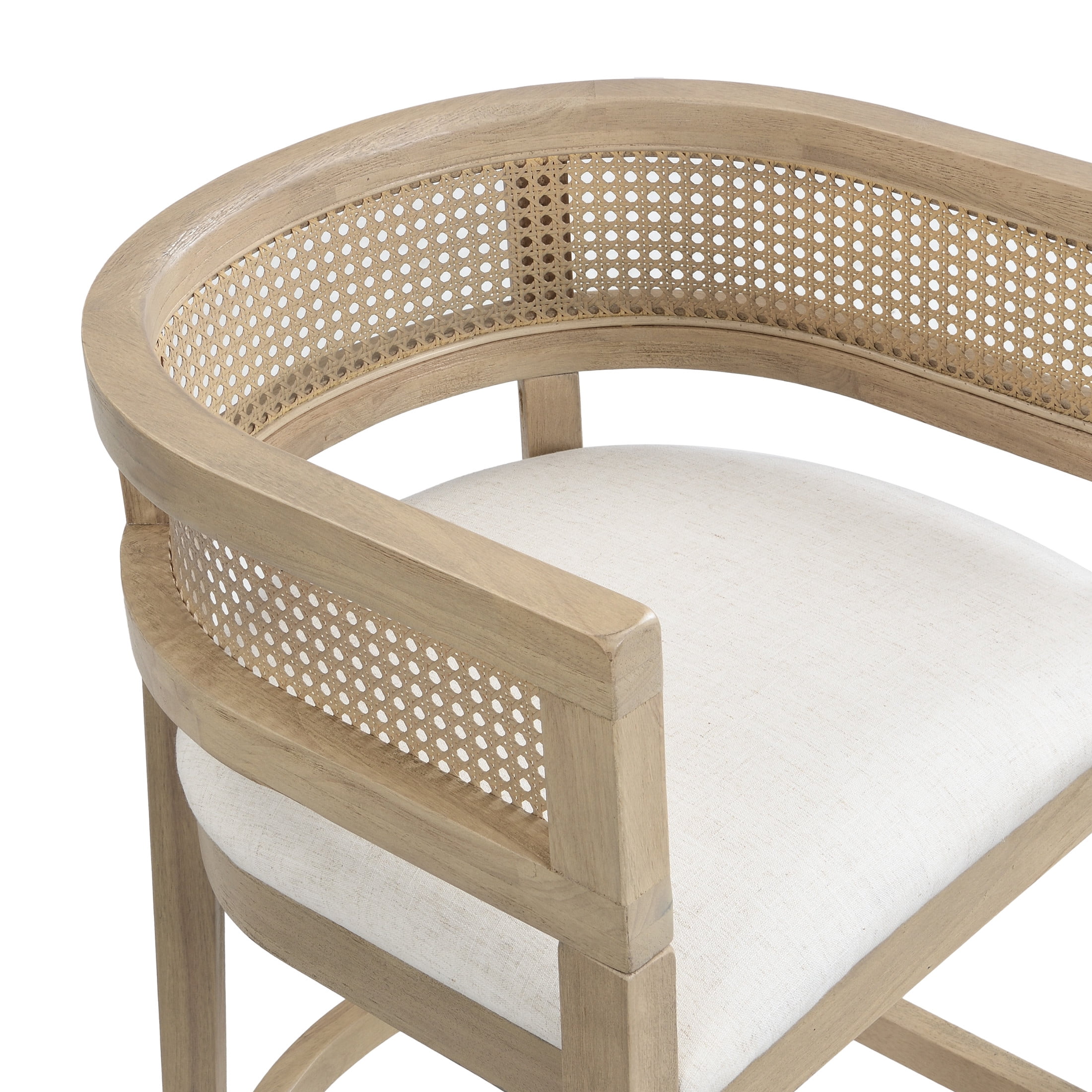 Christopher Knight Home 25.5" Upholstered Counter Stools, Wood Frame with Rattan Back, Light Ash, Set of 2