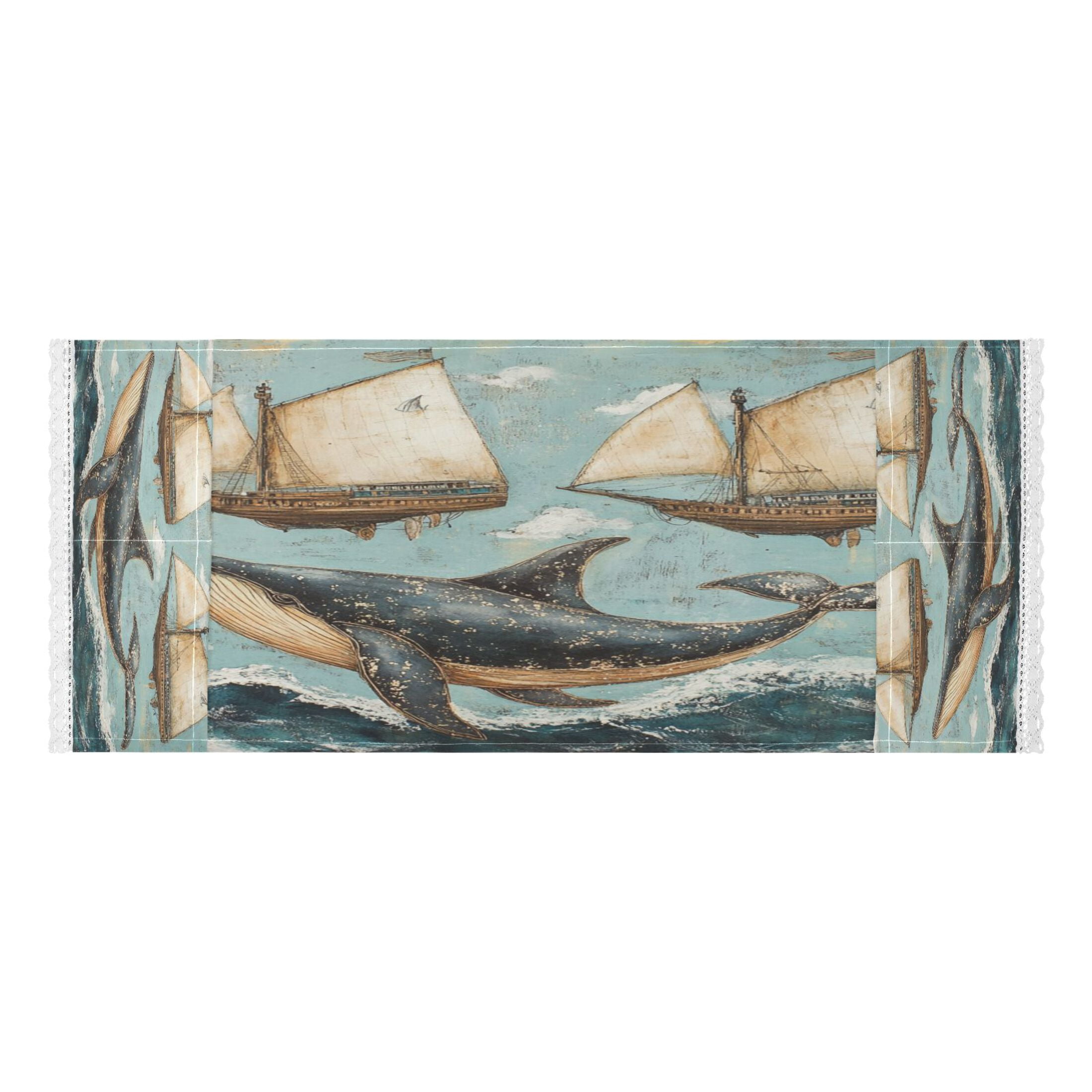 Whales Swim with SailboatsWasher and Dryer Covers Dust-Proof and Oil Resistant Fridge Cover with 4 Storage Pockets Washing Machine Top Cover for Laundry Kitchen Home 51.2 x 22 In