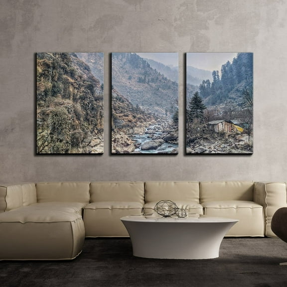 wall26 - 3 Piece Canvas Wall Art - Mountain Landscape in Autumn - Modern Home Art Stretched and Framed Ready to Hang - 24"x36"x3 Panels