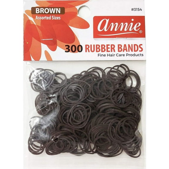 Annie 300 pc - Rubber Bands - Assorted Sizes - Brown color (#3154)