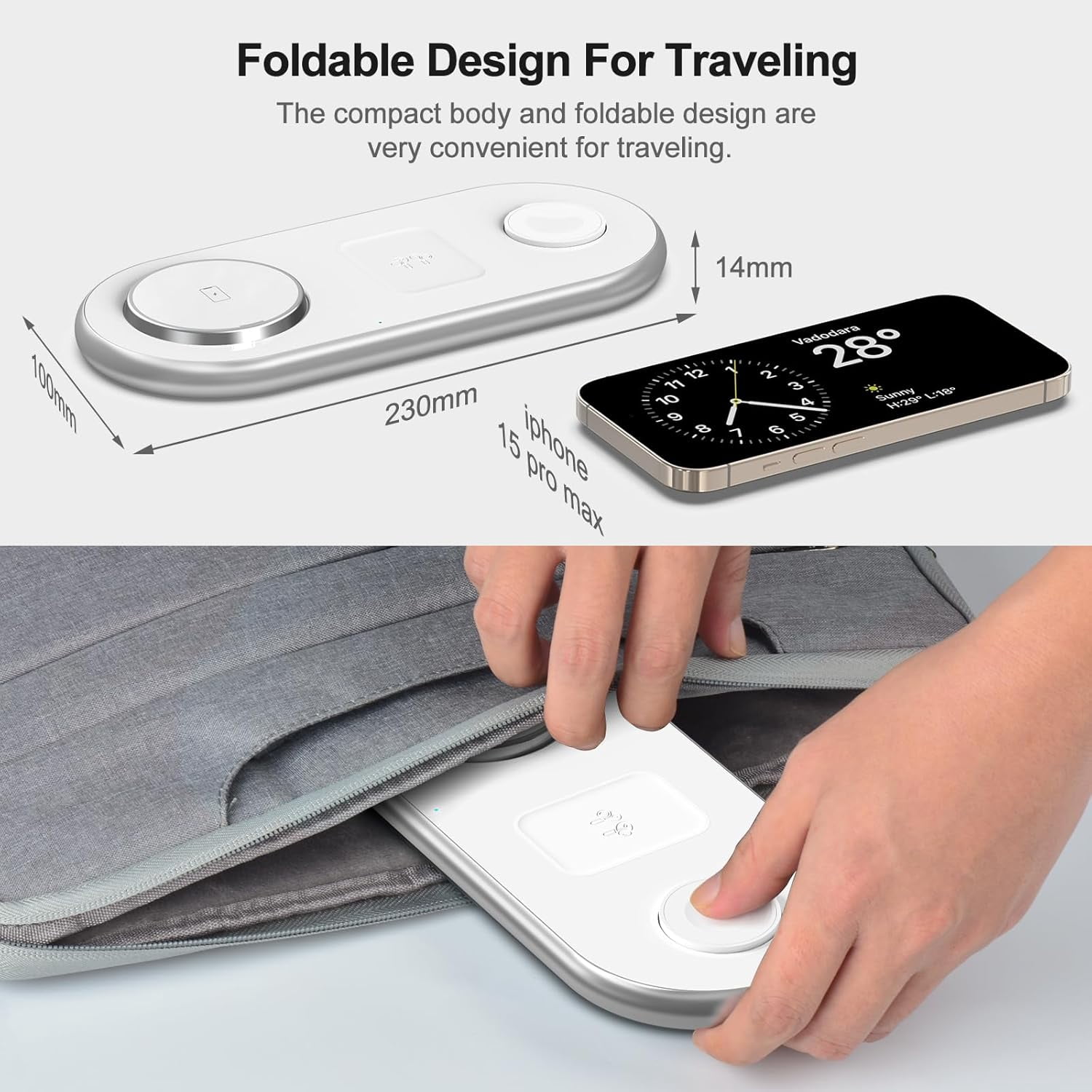 3 in 1 Charging Station for Apple Devices, Wireless Charger, Faster Mag-Safe Charger Stand, Magnetic Wireless Charger Station for iPhone 15 14 13 12, Apple Watch Iwacth and AirPods (White)