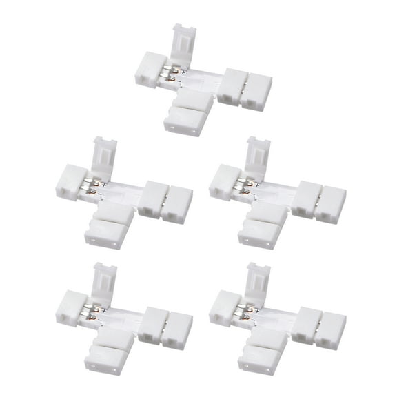 8mm 2P T-shape LED Strip Connector for Single Color 3528 2 Conductor Lights 5Pcs