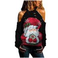 thumbnail image 1 of Mujeres moda Navidad sin tirantes impresión manga larga blusas sudadera Tops Pompotops gfhjh10282, 1 of 5