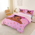 thumbnail image 3 of Castle Fairy Kawaii Bow Black Girl Duvet Cover King,Colorful Stars Print King Bedding,Pink Blue Green,1 Duvet Cover and 2 Pillowcases, 3 of 6