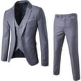 thumbnail image 1 of Men's 3-piece slim fit suit set one-button solid jacket vest pants business set, 1 of 1