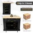 thumbnail image 2 of Gymax Large Kitchen Island Drop Leaf Breakfast Bar w/ Wood Top Shelves Drawers Black, 2 of 10