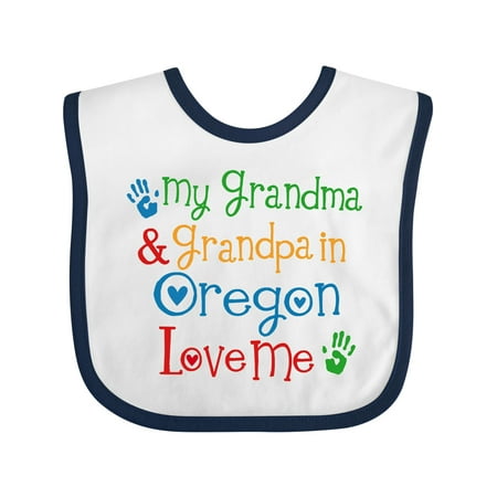 

Inktastic Oregon My Grandma and Grandpa Love Me Gift Baby Boy or Baby Girl Bib